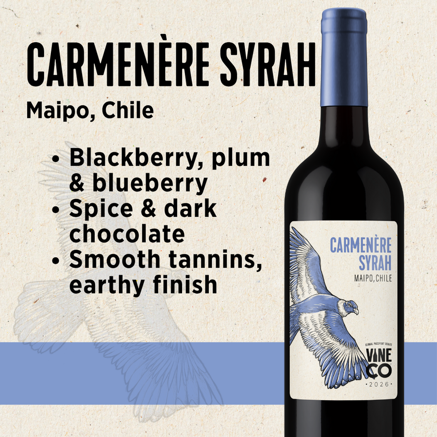 VineCo Global Passport Series - 2026 - Carmenère Syrah "Tinto Fuego" - Maipo, Chile (February 2026) - The Wine Warehouse CA
