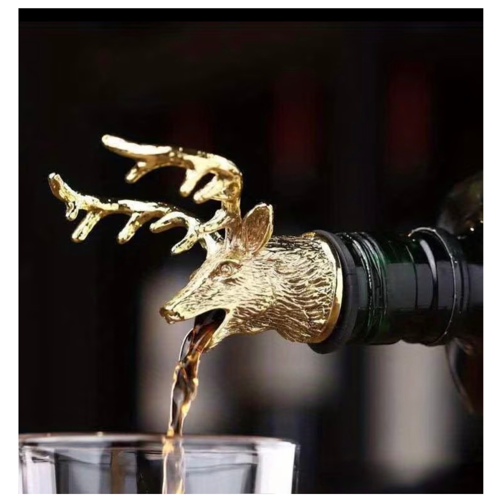 Wine Pourer - Deer / Stag  Gold Colour - The Wine Warehouse CA