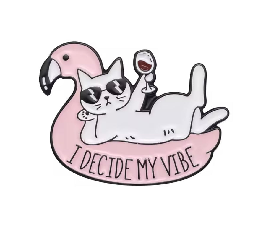 Wine Pin - Cat With Flamingo - The Wine Warehouse CA