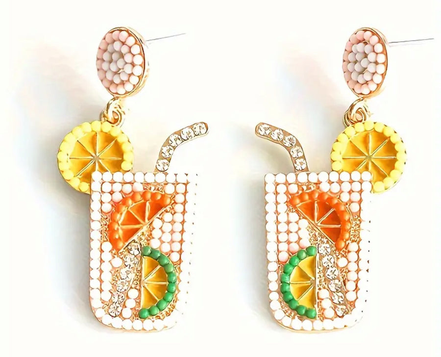 Lemonade Cocktail Earrings - The Wine Warehouse CA