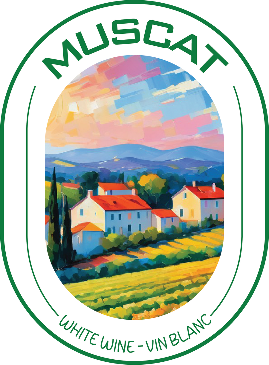 Labels - Muscat Oval- HJL - The Wine Warehouse CA