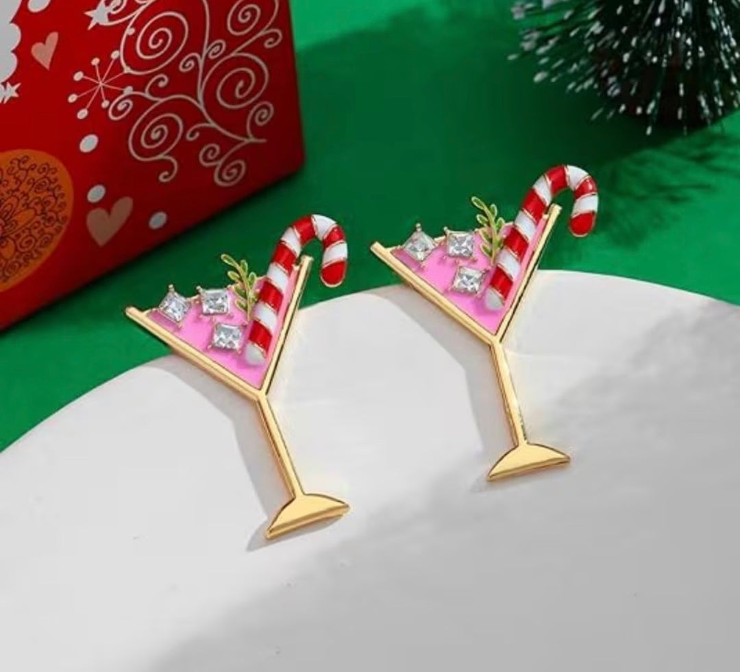 Earrings - Pink Candy Cane