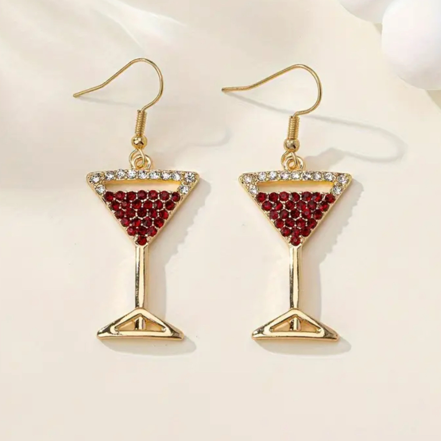 Earrings - Red Martini Glass Earrings - The Wine Warehouse CA