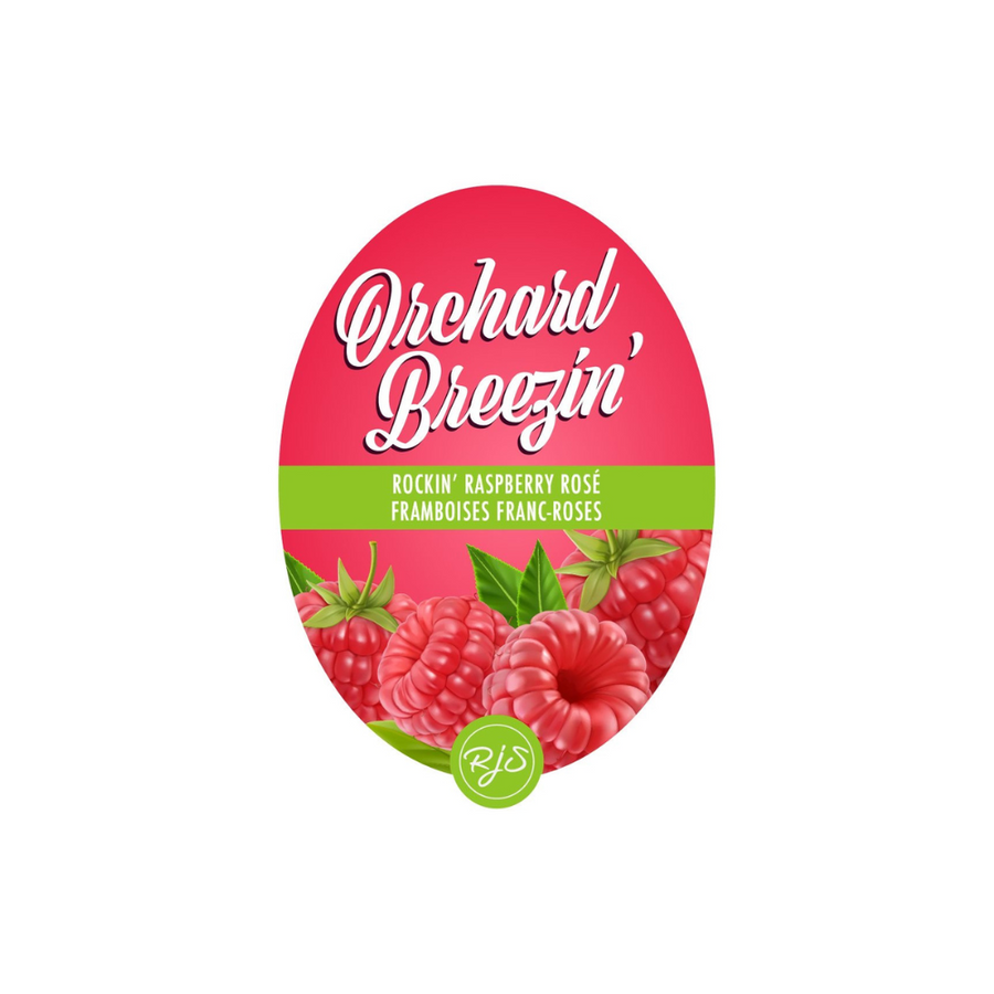 Labels - Rockin' Raspberry Rosé - Orchard Breezin' - HJL - The Wine Warehouse CA