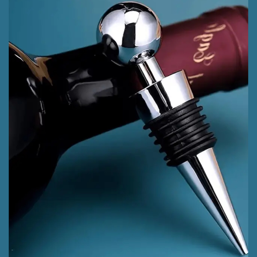 Wine Bottle -  Stopper Silver Ball Shaped - The Wine Warehouse CA