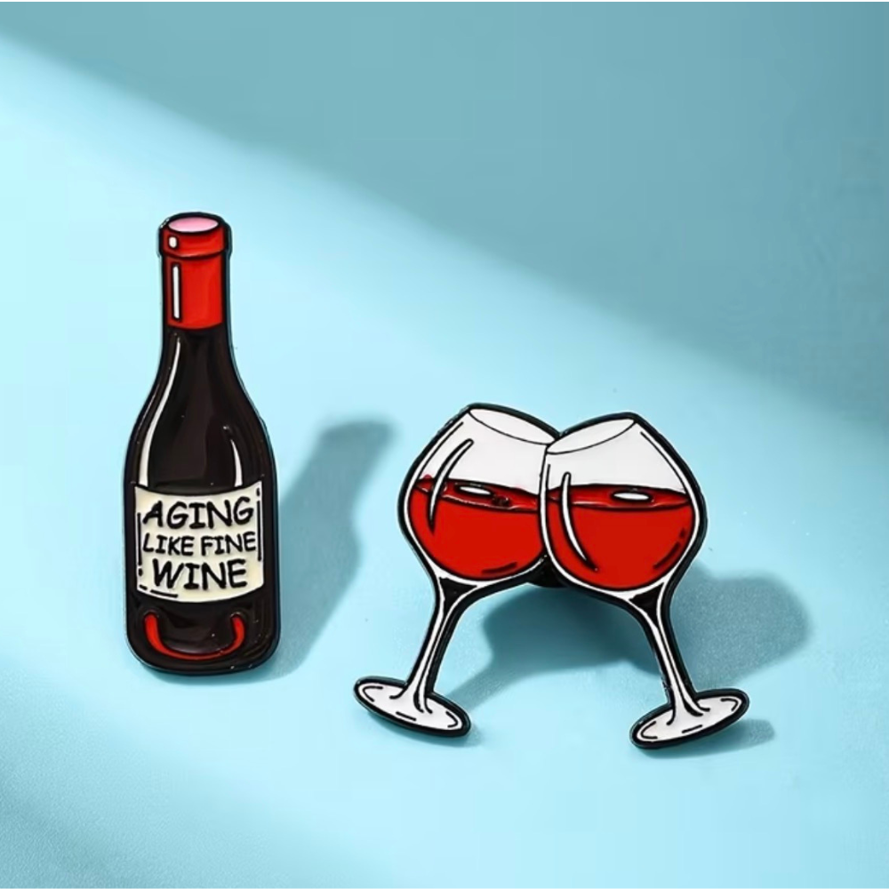 Wine Pin - Aging Like Fine Wine Bottle and Wine Glass - The Wine Warehouse CA