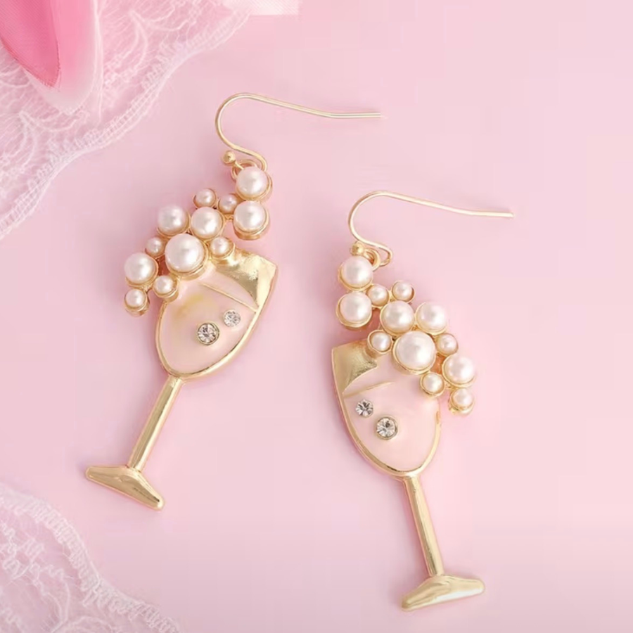 Earrings - Bubbly Rosé Earrings - The Wine Warehouse CA