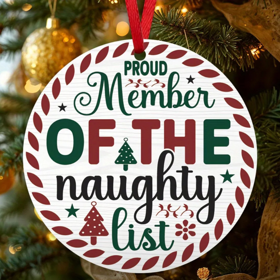 Ornament - Wooden - Member of Naughty List - The Wine Warehouse CA