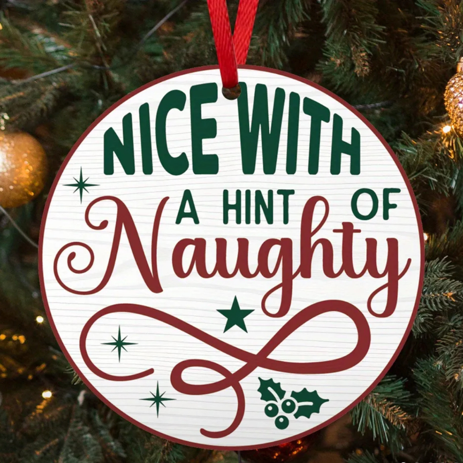 Ornament - Wooden - Nice/Naughty - The Wine Warehouse CA