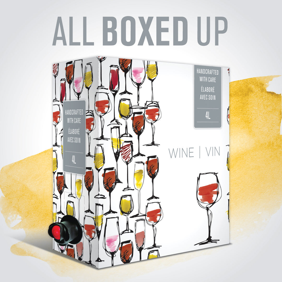 Wine Box 4L - with wine glass images - The Wine Warehouse CA