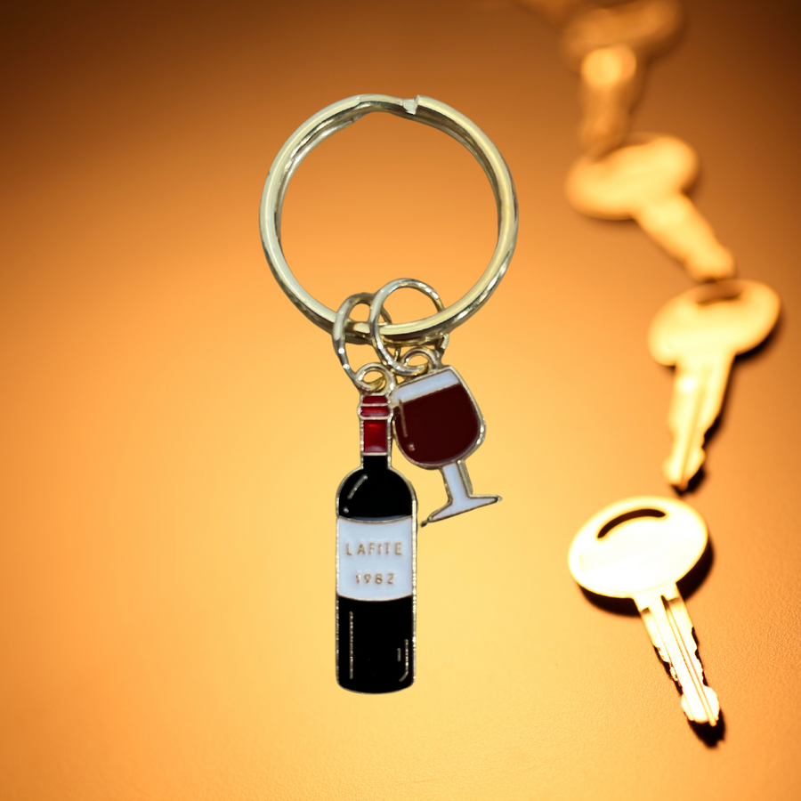 Wine Key Chain - Wine Bottle and Wine Glass - The Wine Warehouse CA