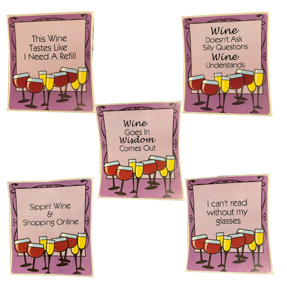 Labels - Fun 5 pack - Fun Glasses Purple - The Wine Warehouse CA