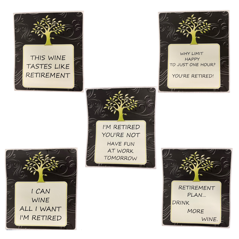 Labels - Fun 5 pack - Retirement - The Wine Warehouse CA