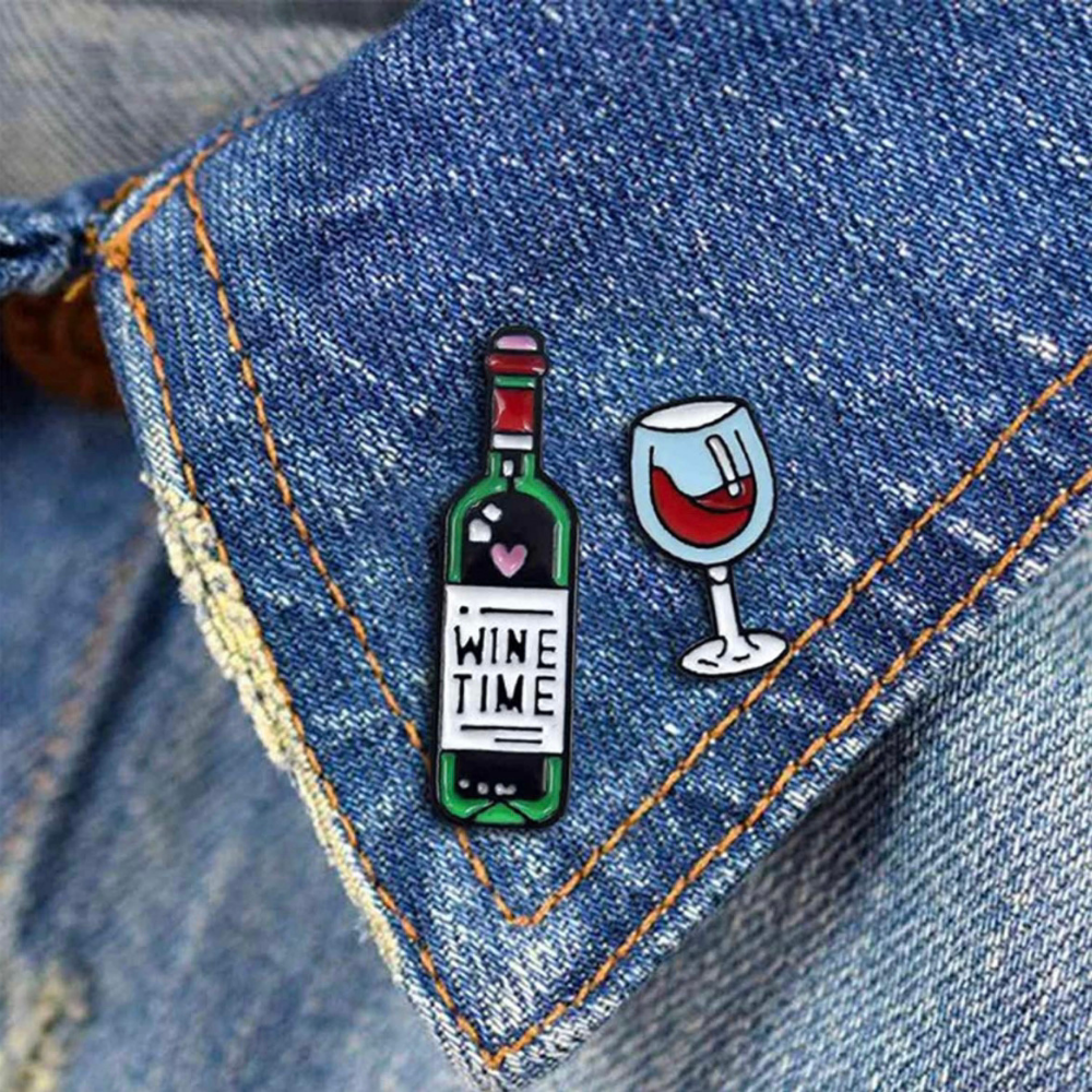 Wine Pin - Wine Bottle and Wine Glass - The Wine Warehouse CA