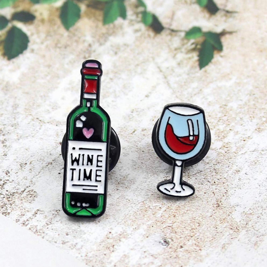 Wine Pin - Wine Bottle and Wine Glass - The Wine Warehouse CA